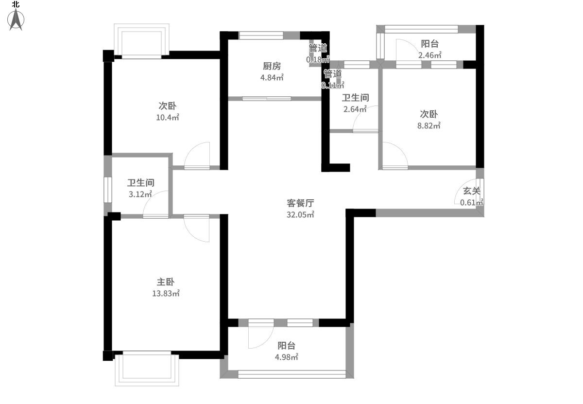 北辰中央公园 / 中式风格 / 119平米