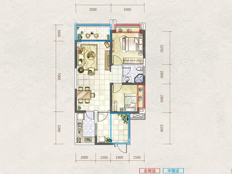 中洲中央公园-现代风格品味生活-77.2㎡